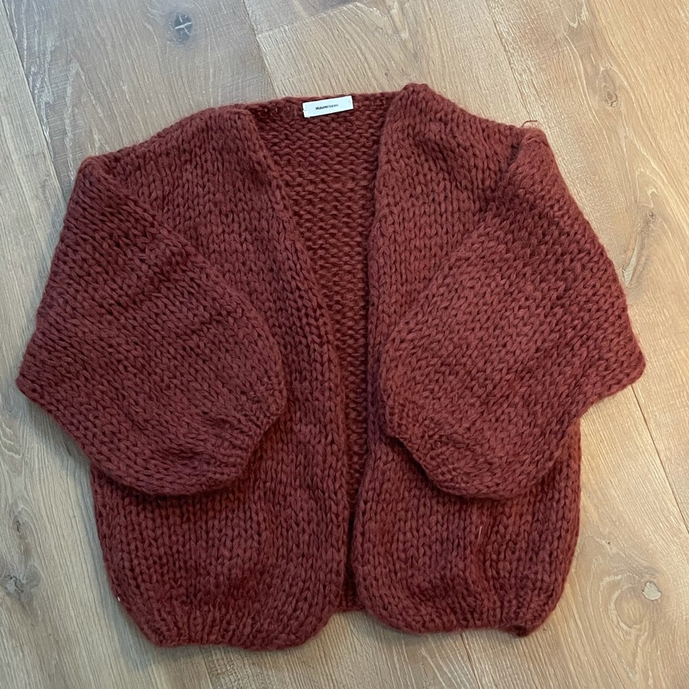 MAIAMI big bomber mohair cardigan in a burnt orange/rust - one size